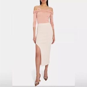 Jonathan Simkhai NIGHT COLD SHOULDER LACE TRIM JERSEY BODYSUIT BLUSH Sz M NEW